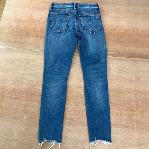 Rag & Bone Cate Mid Rise Ankle skinny Jeans Women size 24 Blue Distress Raw Hem - Picture 2 of 14